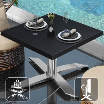 WTG | Werzalit Lounge Table | B: T: H:  60 x 60 x 37 cm | Black  / Aluminium | Foldable | Additional weight