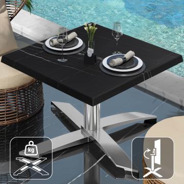 WTG | Werzalit Lounge Table | B: T: H:  60 x 60 x 37 cm | Black Marble
 / Aluminium | Foldable | Additional weight