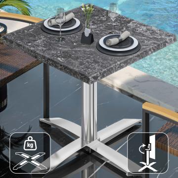 WTG | Bistro Außen Tisch | B: T: H:  70 x 70 x 75,5 cm | Felsen / Aluminium | Quadratisch | Klappbar + Zusatzgewicht