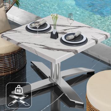WTG | Werzalit Lounge Table | B: T: H:  60 x 60 x 37 cm | White marble
 / Aluminium | Additional weight