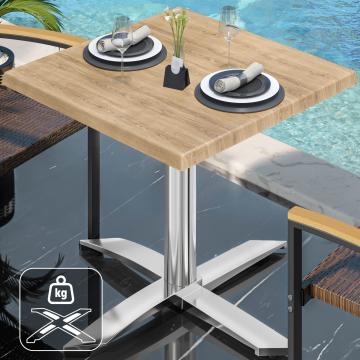 WTG | Bistro Außen Tisch | B: T: H:  60 x 60 x 75,5 cm | Eiche / Aluminium | Quadratisch | Zusatzgewicht