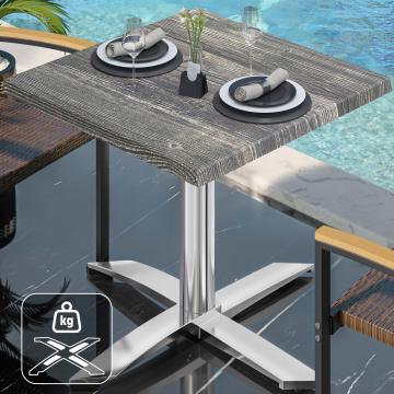 WTG | Bistro Außen Tisch | B: T: H:  60 x 60 x 75,5 cm | Rustikal Kiefer / Aluminium | Quadratisch | Zusatzgewicht