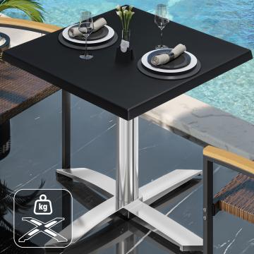 WTG | Bistro Außen Tisch | B: T: H:  60 x 60 x 75,5 cm | Schwarz  / Aluminium | Quadratisch | Zusatzgewicht